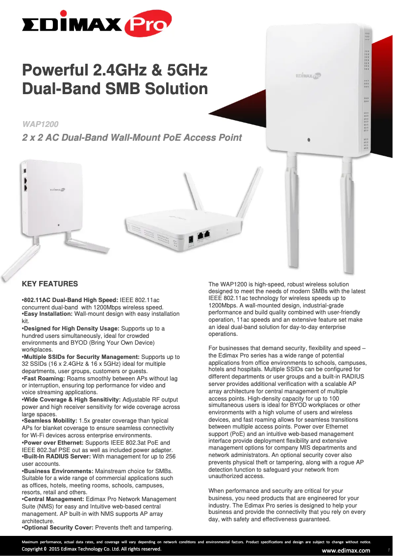 Página nº 1 - Ficha técnica Edimax WAP1200