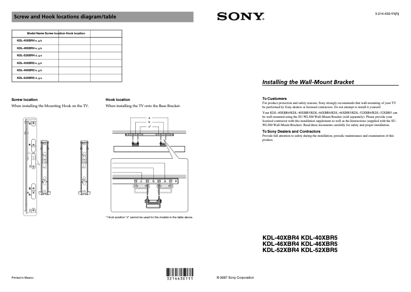 Imagen de la primera página del manual del dispositivo Bravia KDL-46XBR5