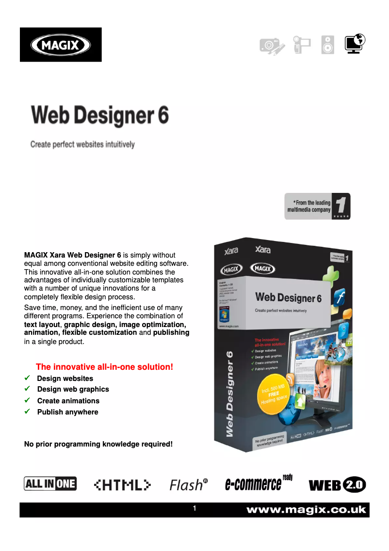 Página nº 1 - Manual de usuario Magix Web Designer 6