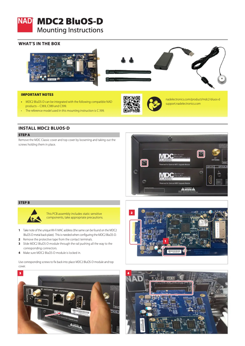 Imagen de la primera página del manual del dispositivo MDC2 BluOS-D