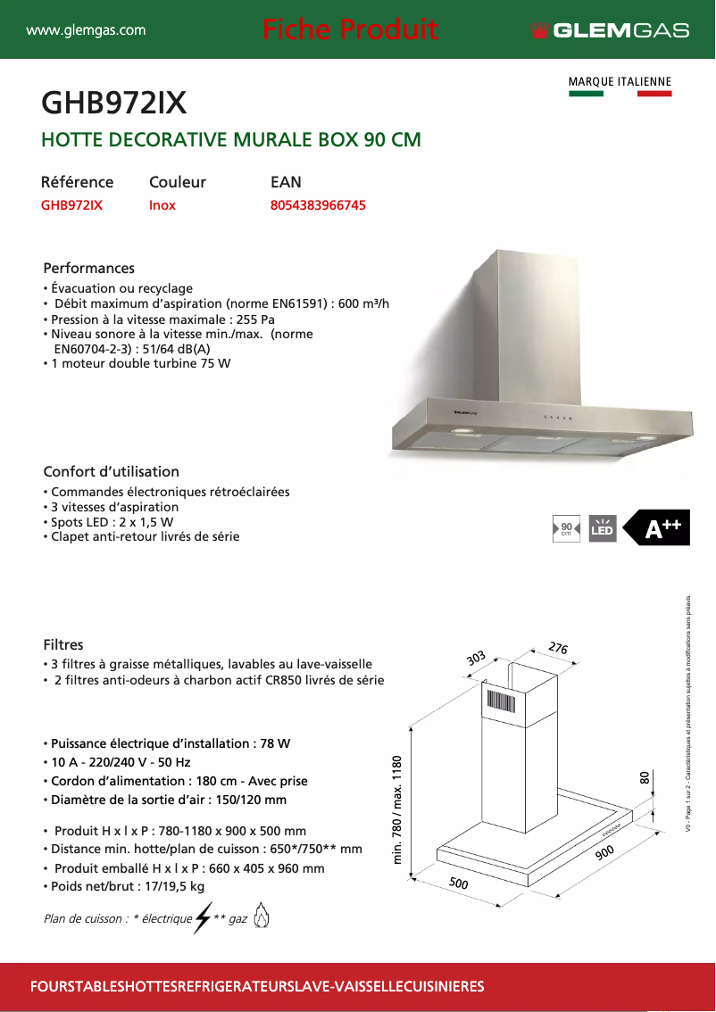 Imagen de la primera página del manual del dispositivo GHB972IX