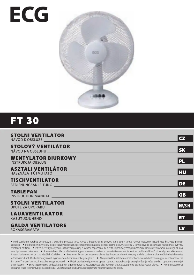 Imagen de la primera página del manual del dispositivo FT 30