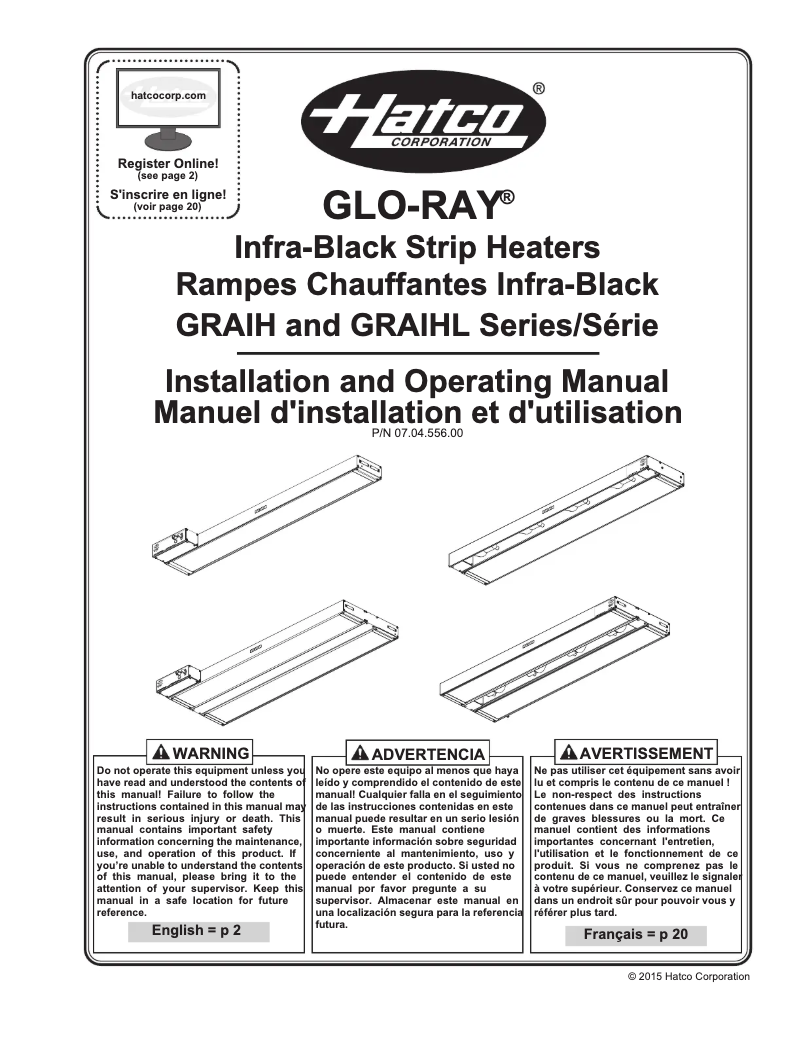 Imagen de la primera página del manual del dispositivo Glo-Ray GRBW-72