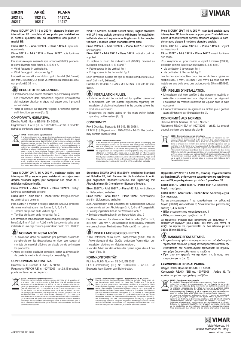 Página 1 del manual Manual de usuario Vimar 19217.M