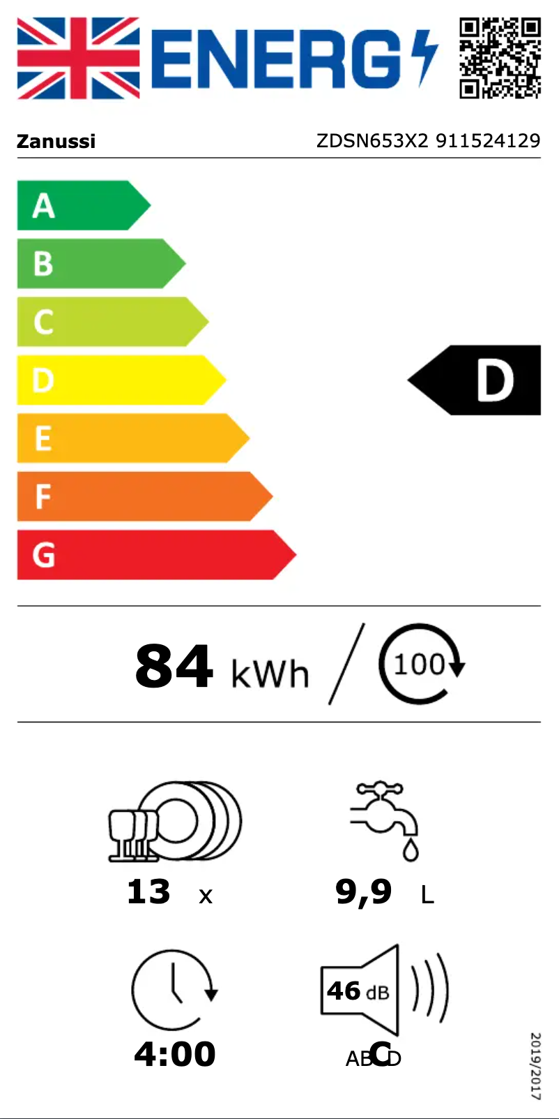 Página nº 1 - Etiqueta energética Zanussi ZDSN653X2