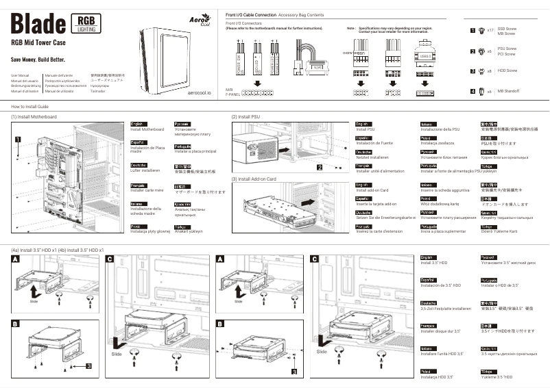 Imagen de la primera página del manual del dispositivo Blade