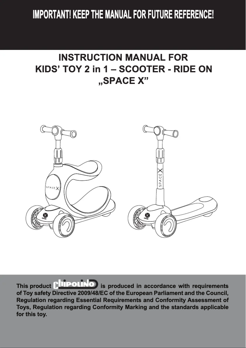 Imagen de la primera página del manual del dispositivo 2 in 1 SPACE X