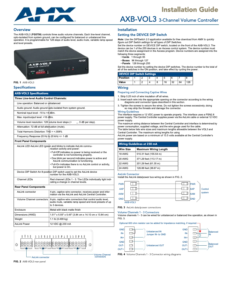 Imagen de la primera página del manual del dispositivo AXB-VOL3