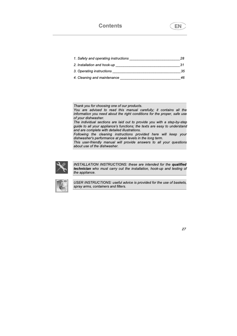 Página nº 1 - Manual de usuario Teka DW7 45 FI