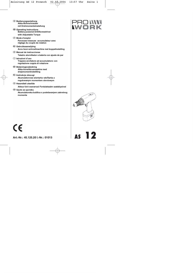 Imagen de la primera página del manual del dispositivo AS 12