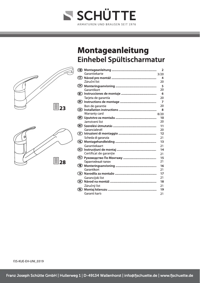 Página 1 del manual Manual de usuario Schütte Magna