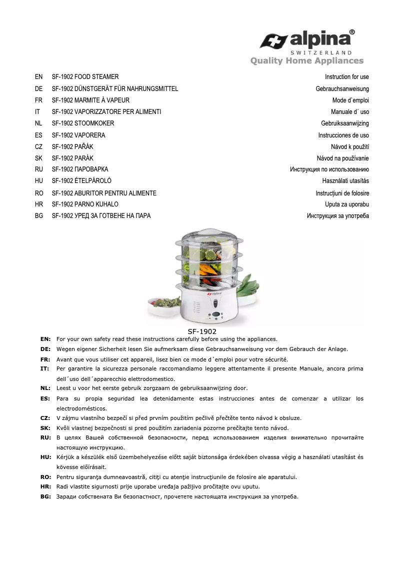 Página 1 del manual Manual de usuario Alpina SF-1902
