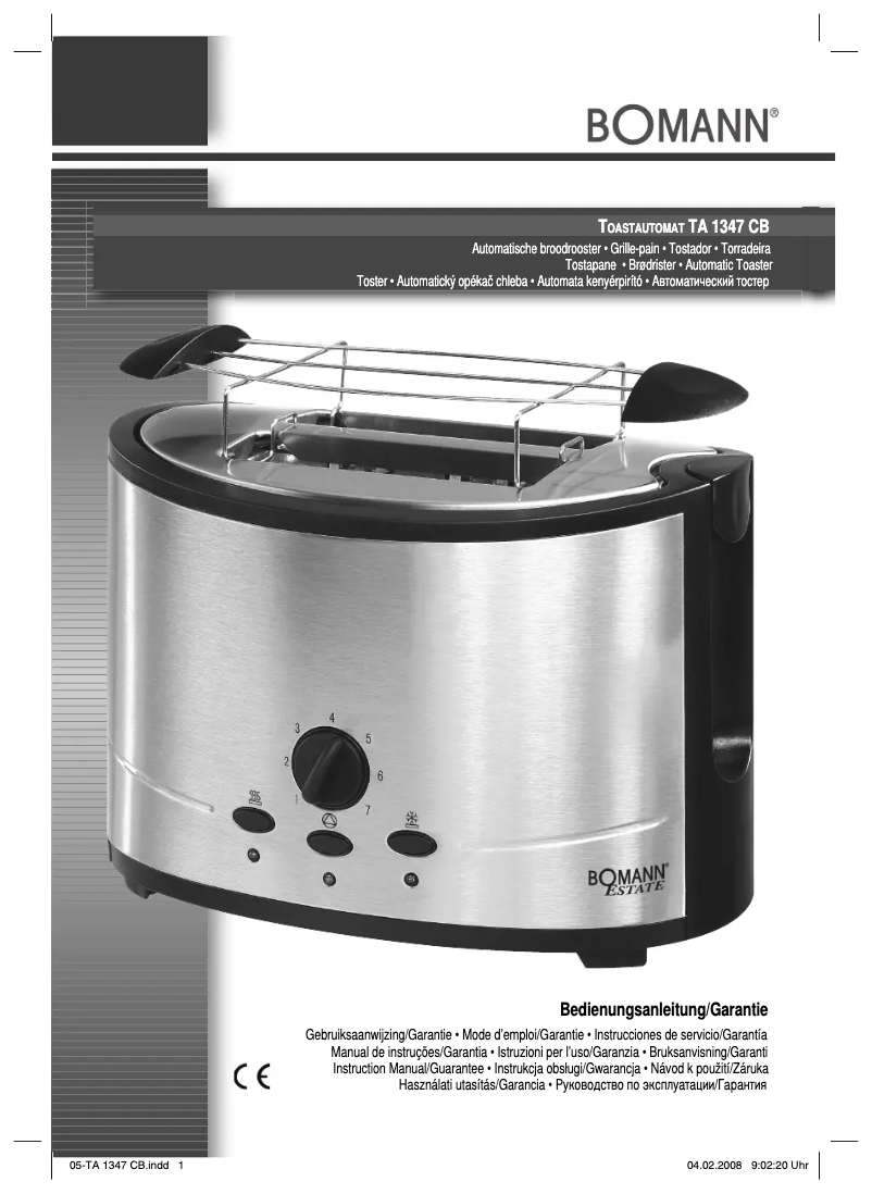 Imagen de la primera página del manual del dispositivo TA 1347 CB