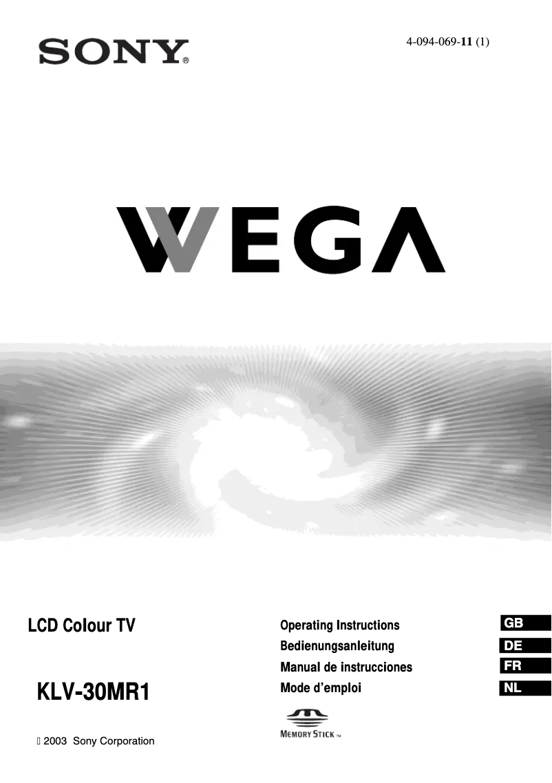 Imagen de la primera página del manual del dispositivo Wega KLV-30MR1