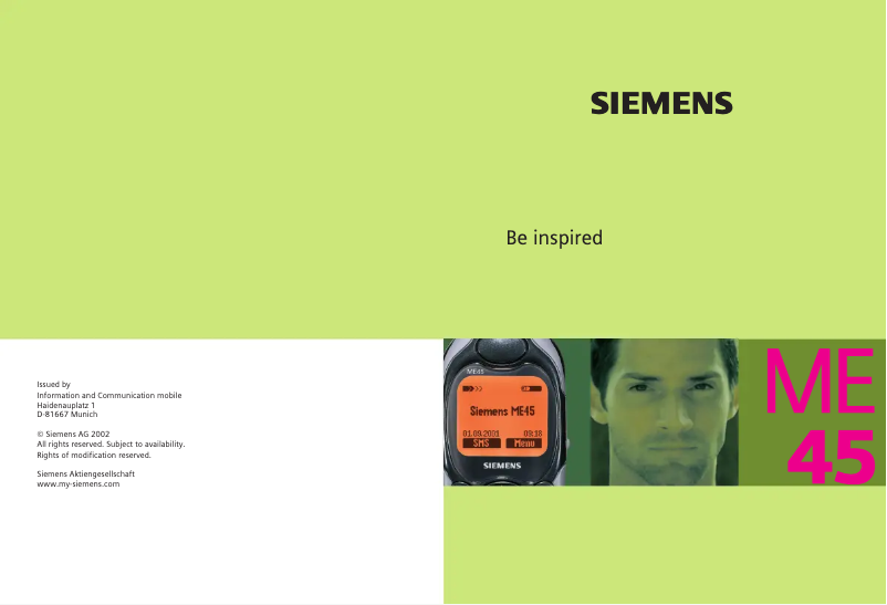 Imagen de la primera página del manual del dispositivo ME45