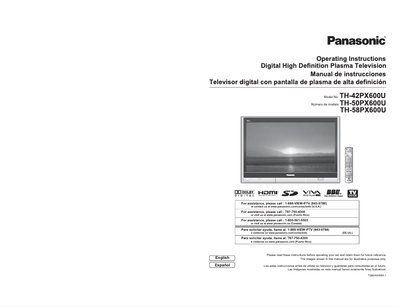 Página 1 del manual Manual de usuario Panasonic TH-42PX600U