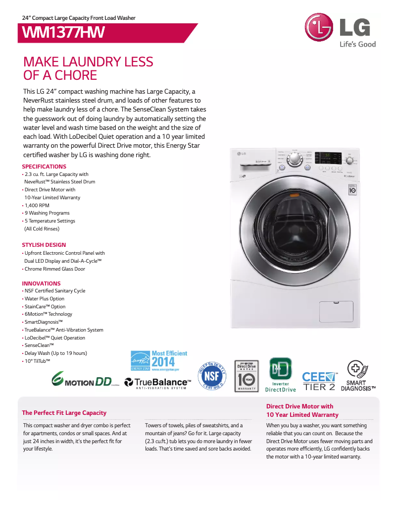 Imagen de la primera página del manual del dispositivo WM1377H