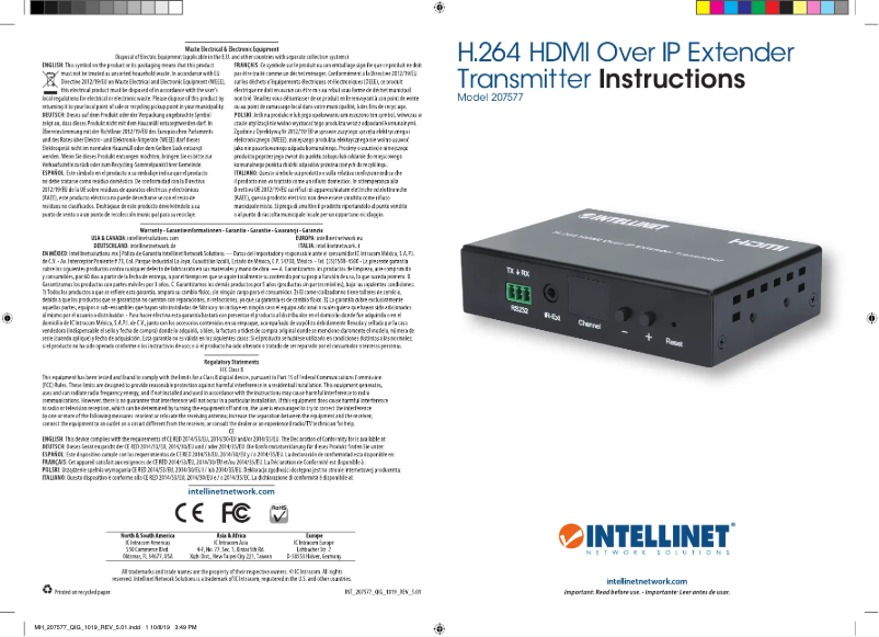 Imagen de la primera página del manual del dispositivo 207577