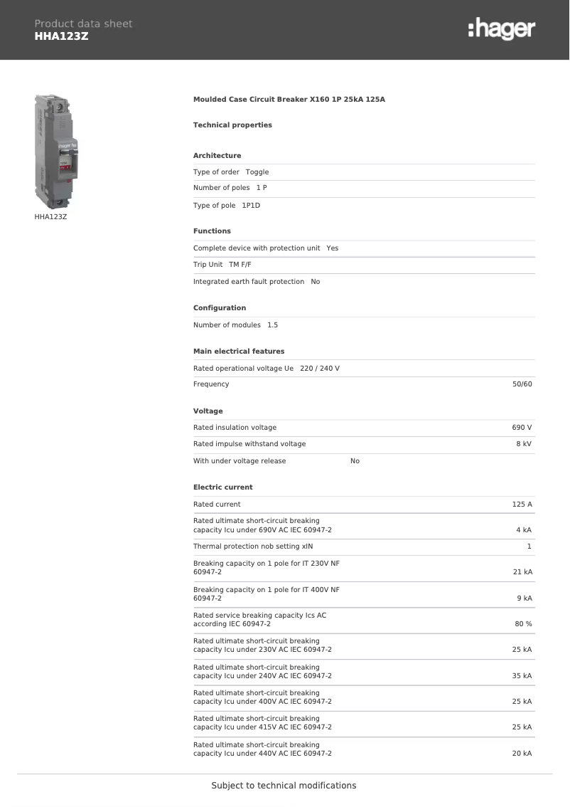Imagen de la primera página del manual del dispositivo HHA123Z