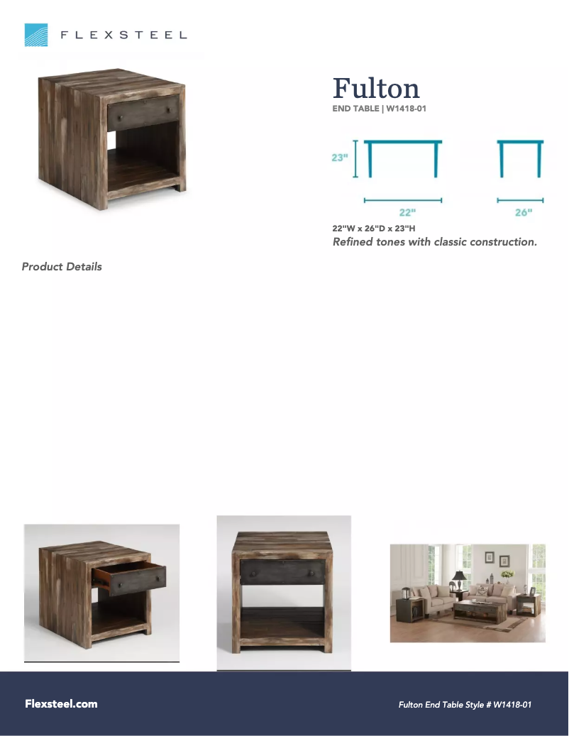 Página nº 1 - Manual de usuario Flexsteel Fulton W1418-01