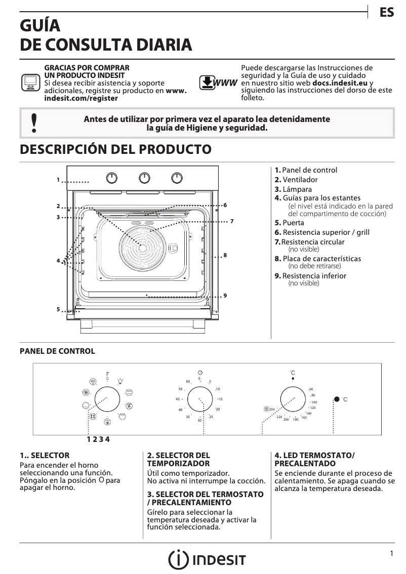 Página 1 del manual Guía de instalación Indesit IFW 6834 IX
