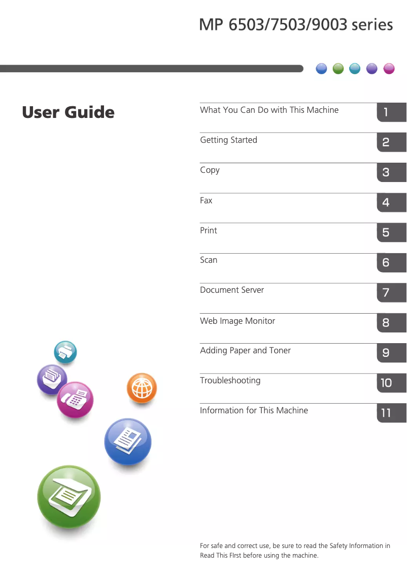 Página 1 del manual Manual de usuario Ricoh MP 9003
