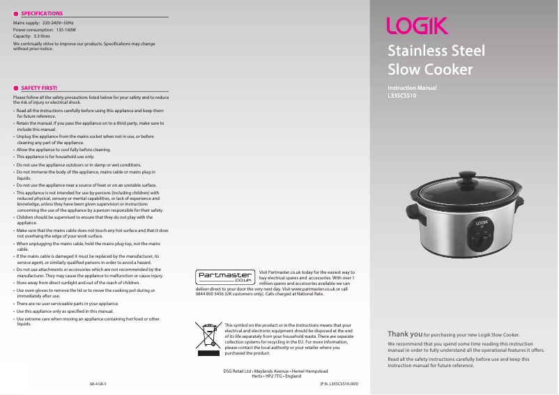 Página 1 del manual Manual de usuario Logik L33SCSS10