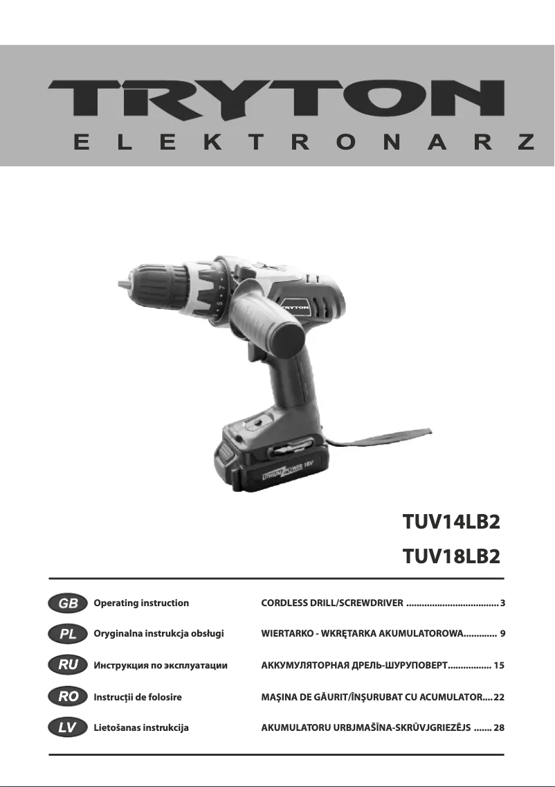 Imagen de la primera página del manual del dispositivo TUV14LB2