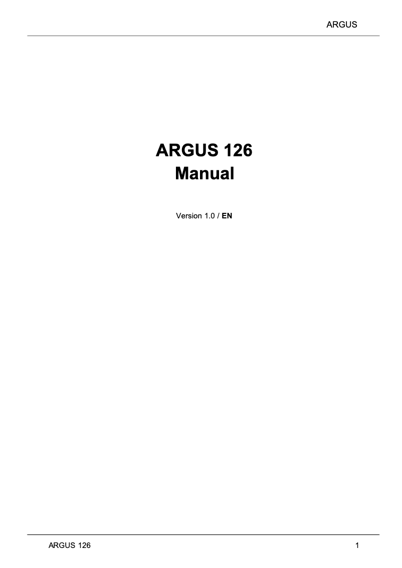 Página nº 1 - Manual de usuario Argus 126