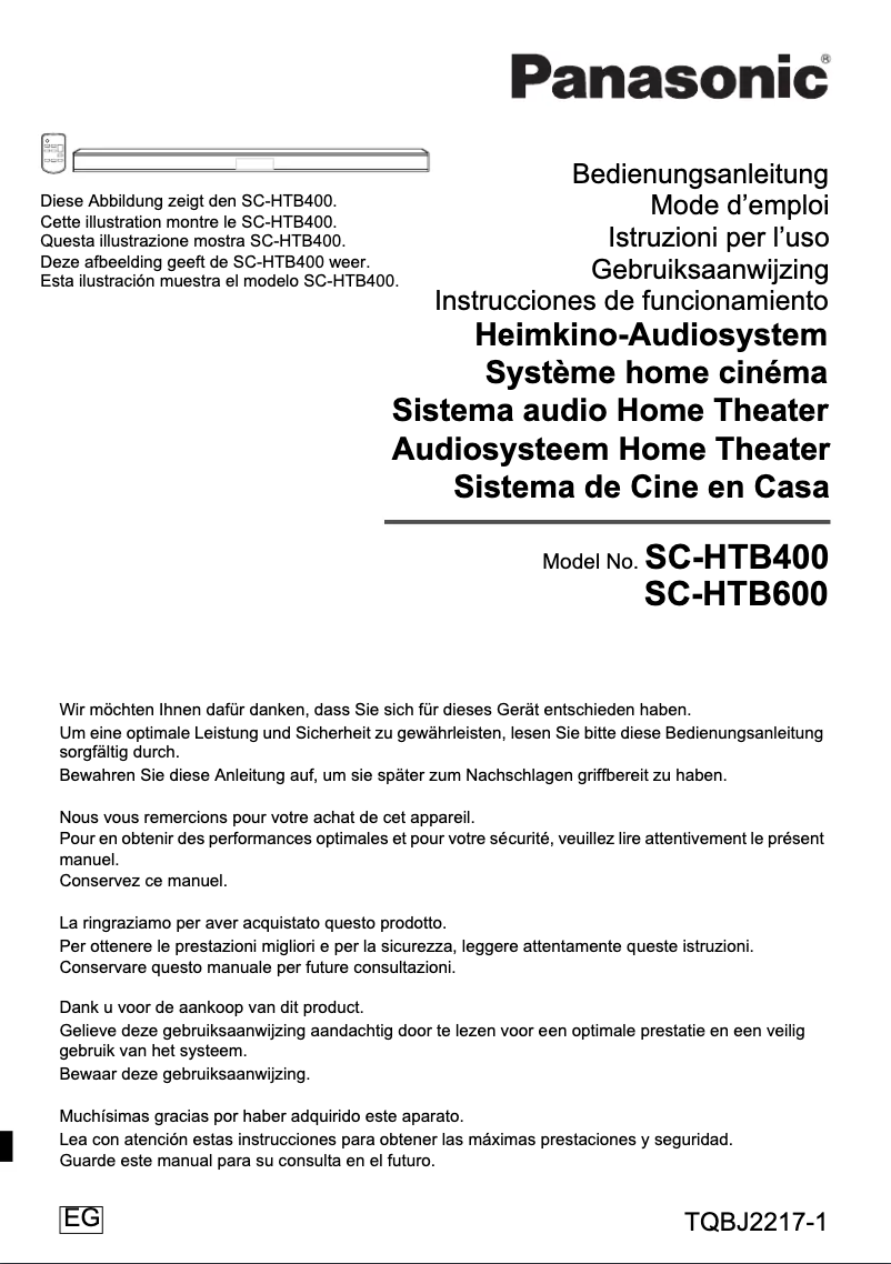 Imagen de la primera página del manual del dispositivo SC-HTB400