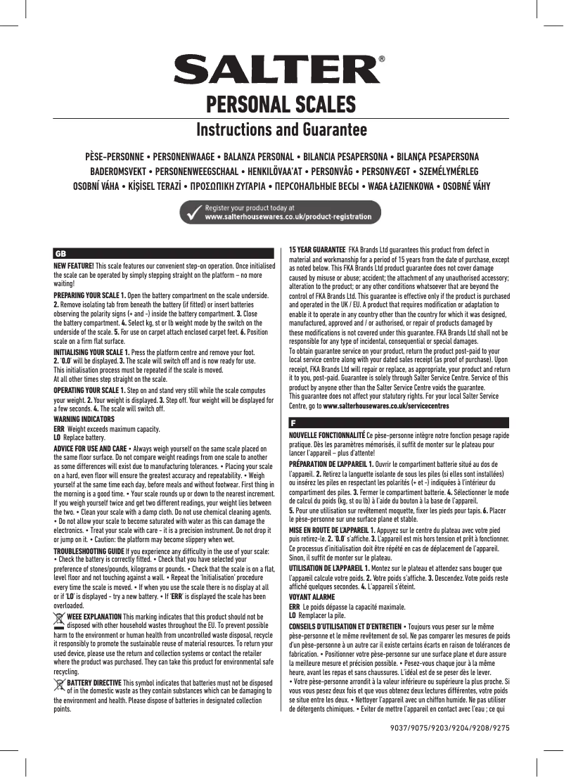 Imagen de la primera página del manual del dispositivo 9204 BK3R