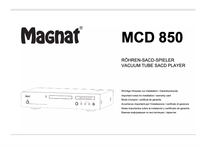 Página 1 del manual Manual de usuario Magnat MCD 850