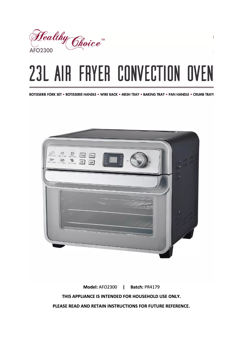 Imagen de la primera página del manual del dispositivo Healthy Choice AFO2300