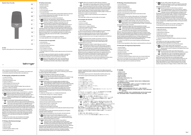 Página 1 del manual Guía de inicio rápido Behringer B 906