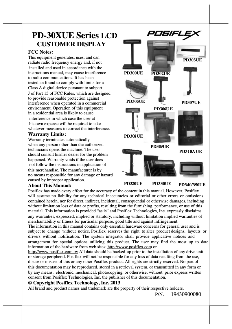 Imagen de la primera página del manual del dispositivo PD-309UE