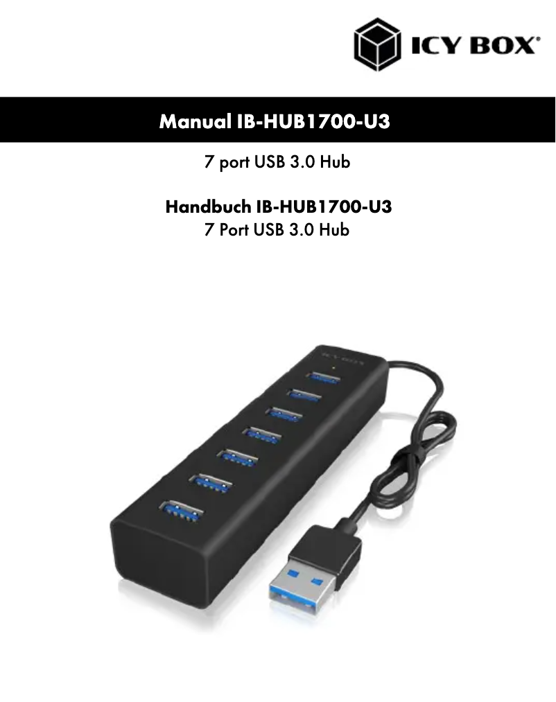 Página 1 del manual Manual de usuario Icy Box IB-HUB1700-U3