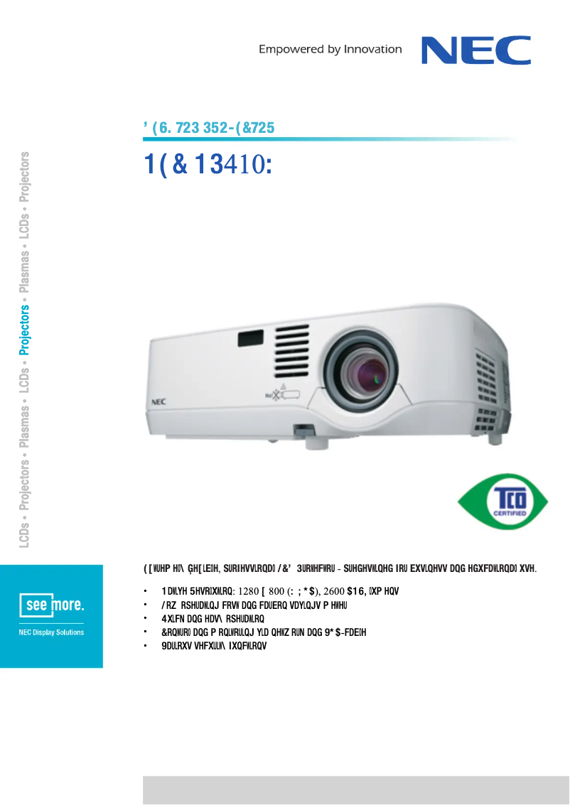 Página 1 del manual Ficha técnica NEC NP410W