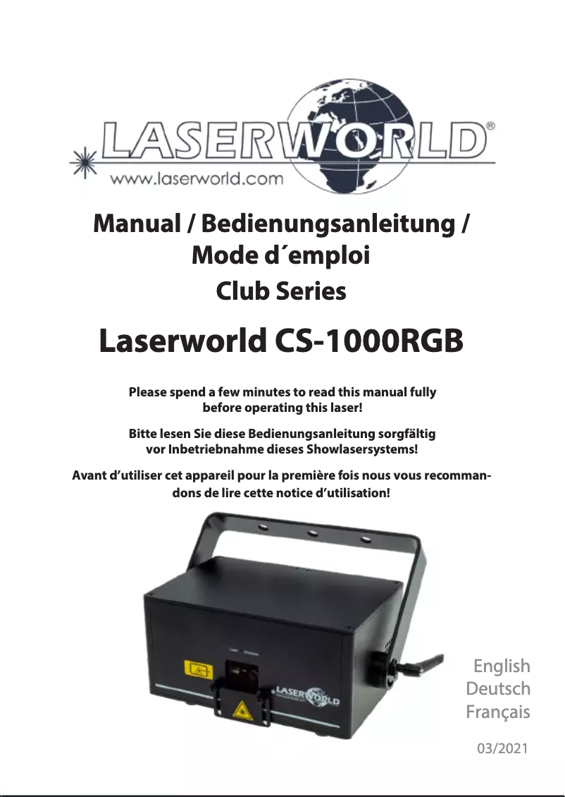 Página nº 1 - Manual de usuario Laserworld CS-1000RGB MK3