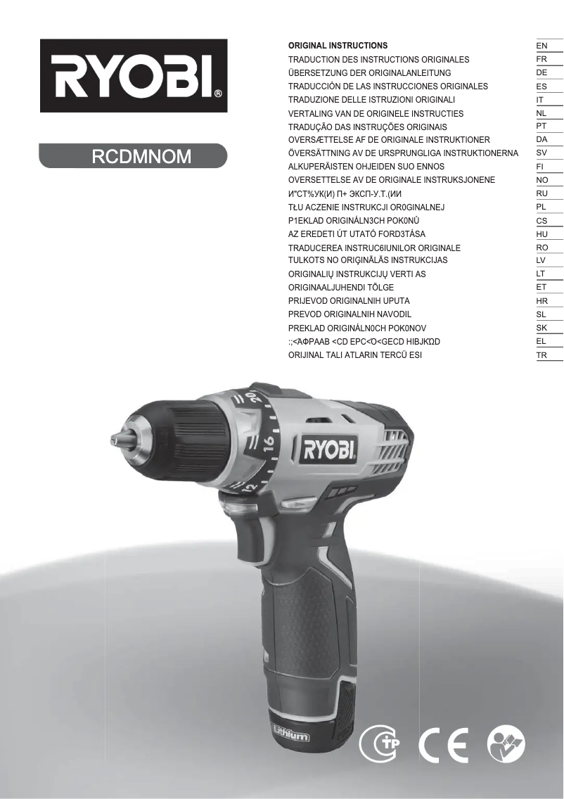 Página 1 del manual Manual de usuario RYOBI RCD1201