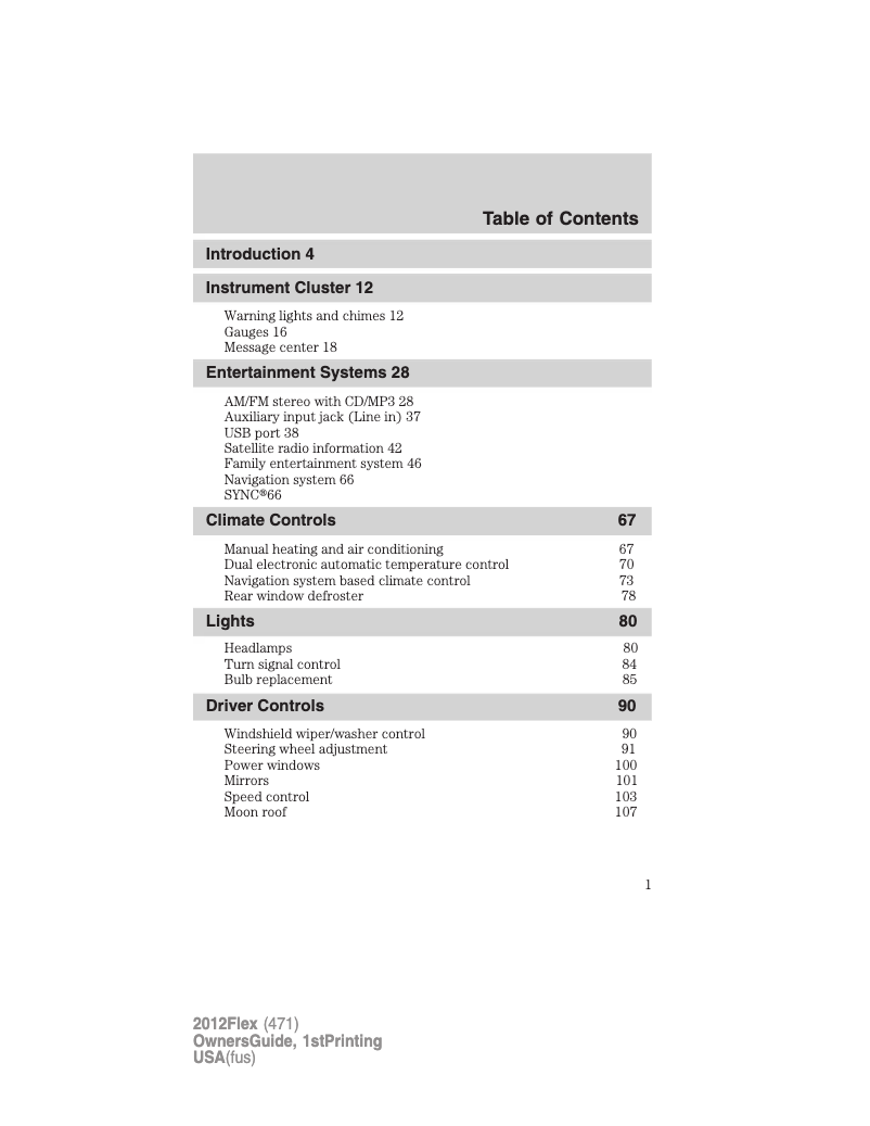 Imagen de la primera página del manual del dispositivo Flex (2012)