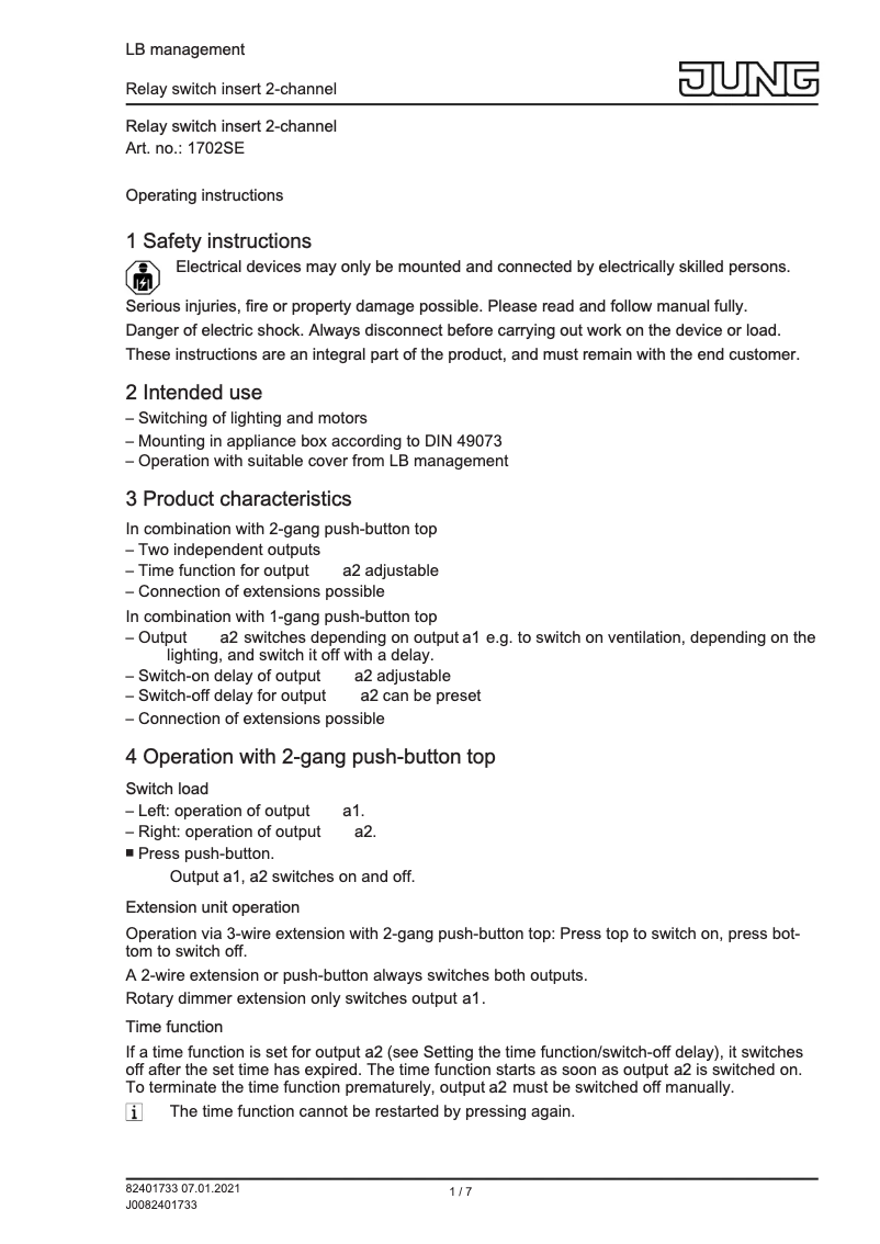 Imagen de la primera página del manual del dispositivo 1702SE