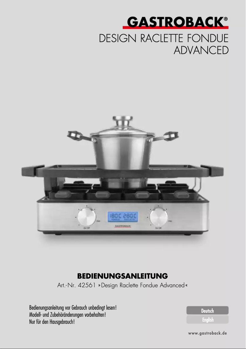 Página 1 del manual Manual de usuario Gastroback Advanced 42561