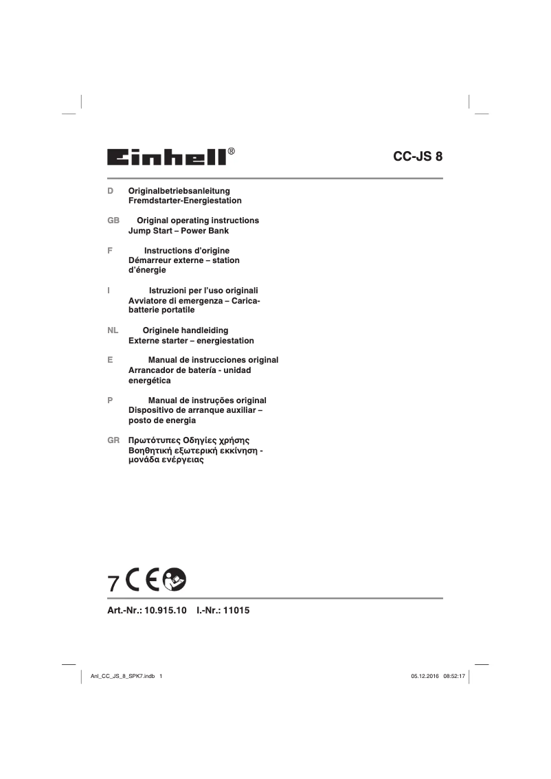 Página nº 1 - Manual de usuario Einhell CC-JS 8
