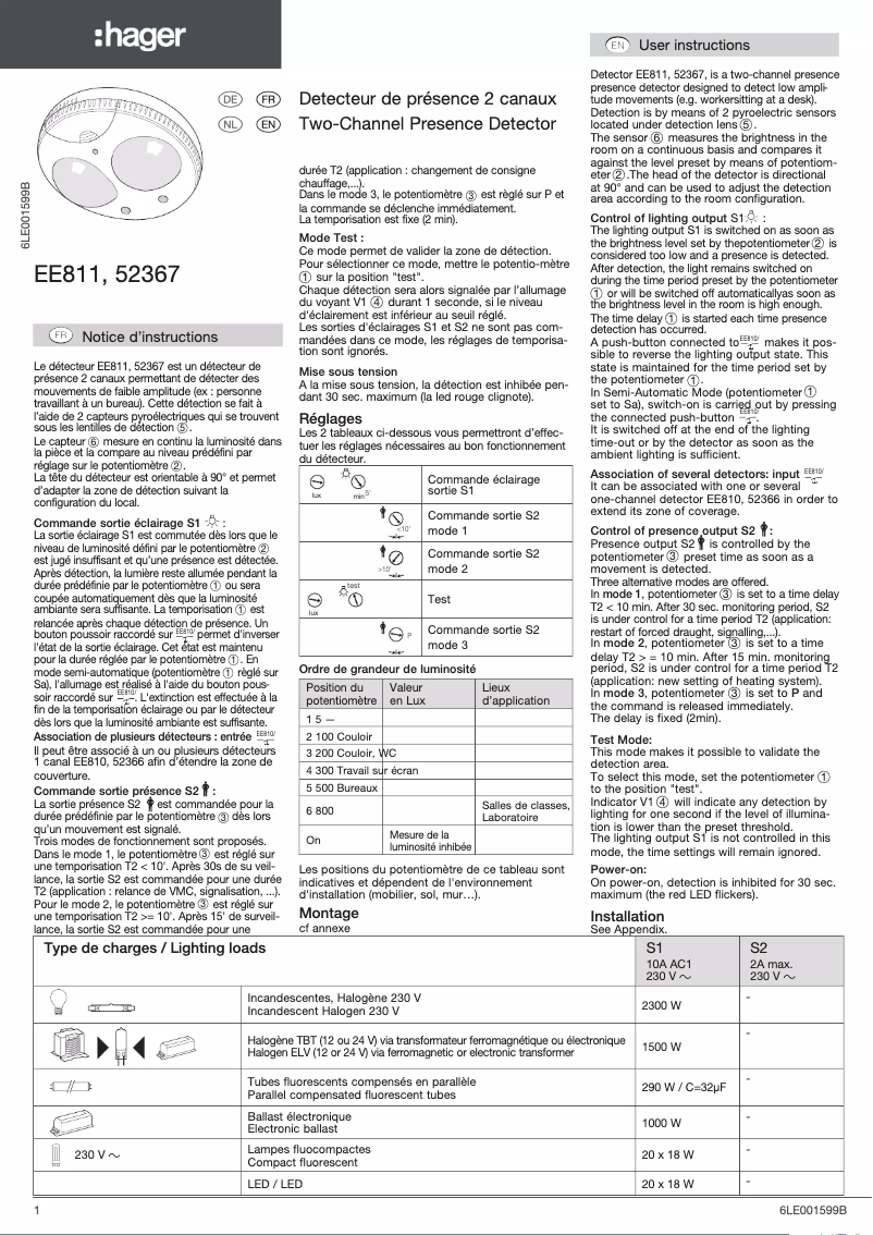 Imagen de la primera página del manual del dispositivo 52367