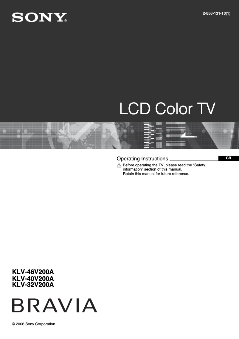 Imagen de la primera página del manual del dispositivo Bravia KLV-40V200A