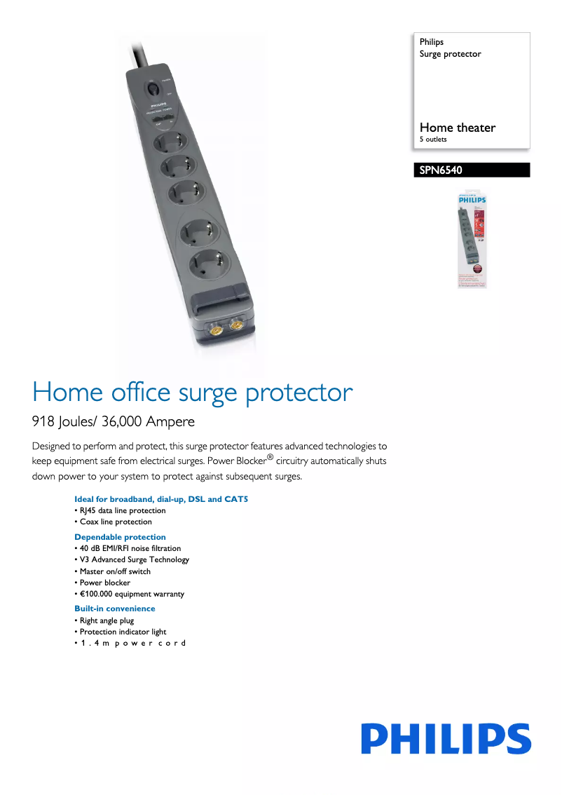 Imagen de la primera página del manual del dispositivo SPN6540