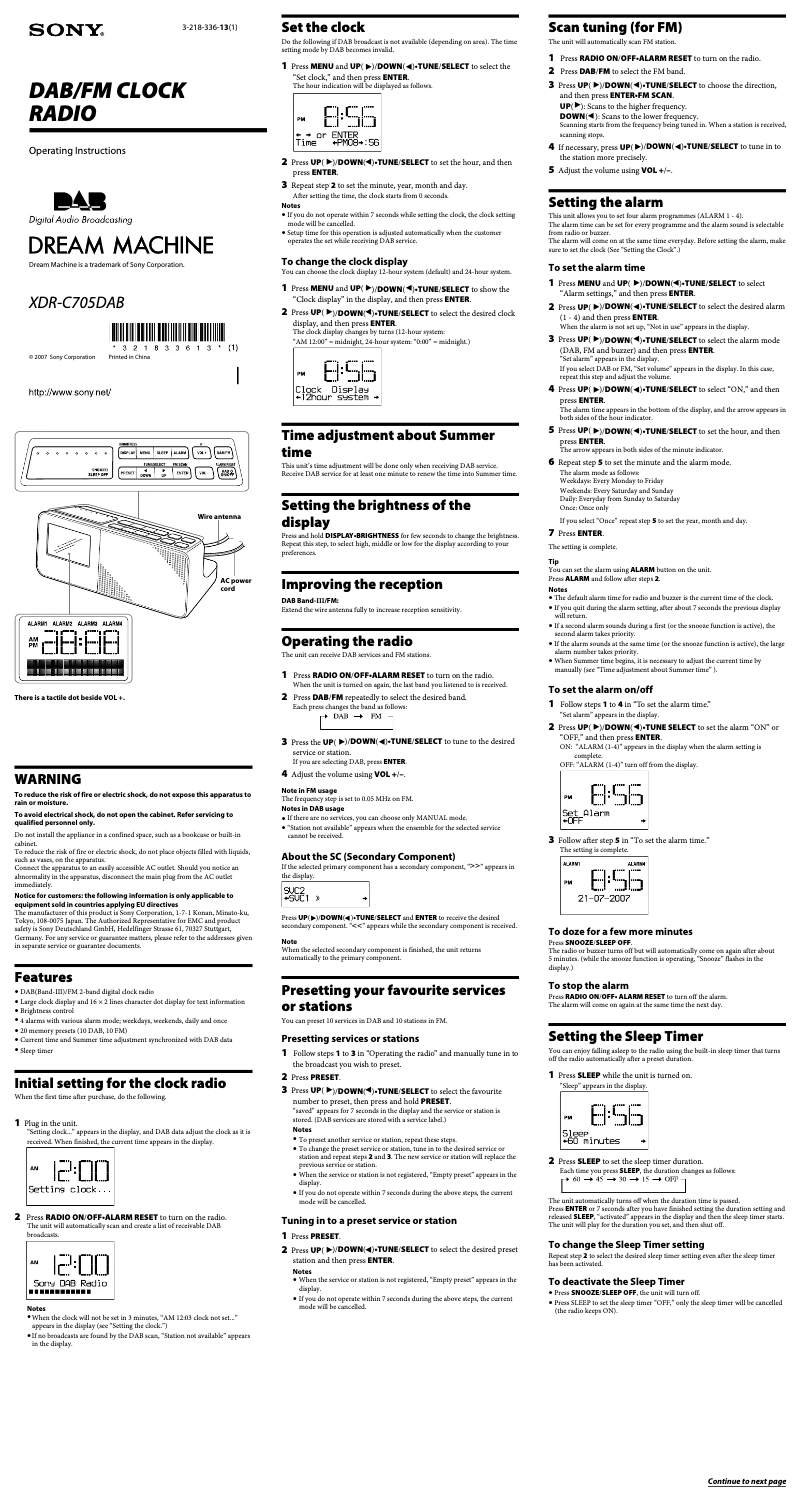 Imagen de la primera página del manual del dispositivo XDR-C705DAB