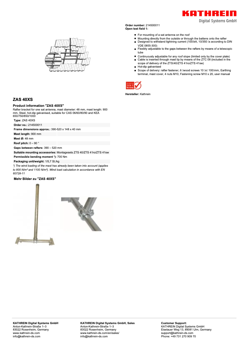 Página nº 1 - Ficha técnica Kathrein ZAS 40XS