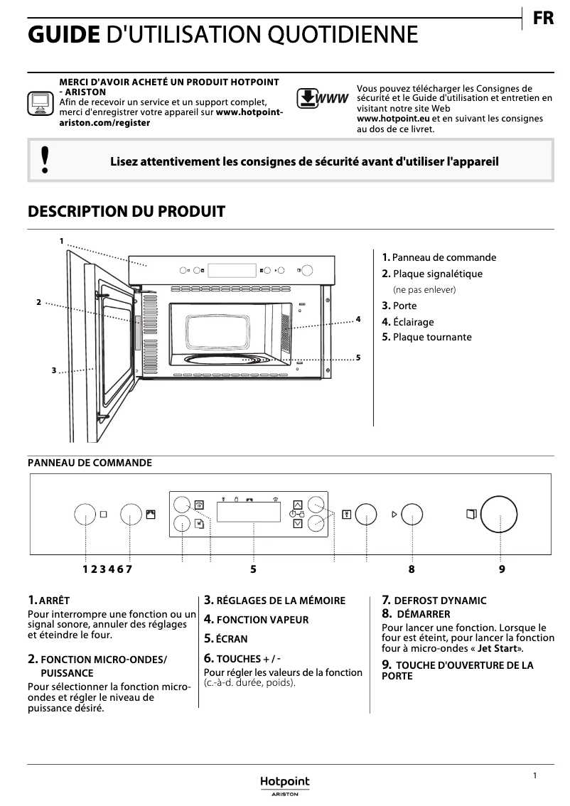Página 1 del manual Manual de usuario Hotpoint MN 312 IX HA