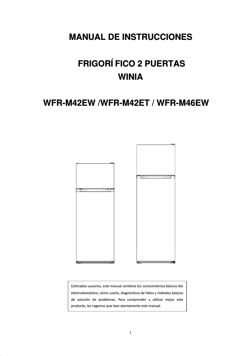 Página nº 1 - Manual de usuario Winia WFR-M46EW